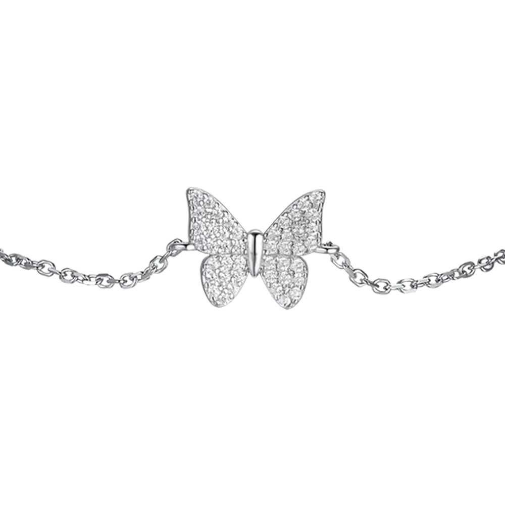 BRACCIALE DONNA IN ARGENTO CON FARFALLA CON ZIRCONI BIANCHI Melitea