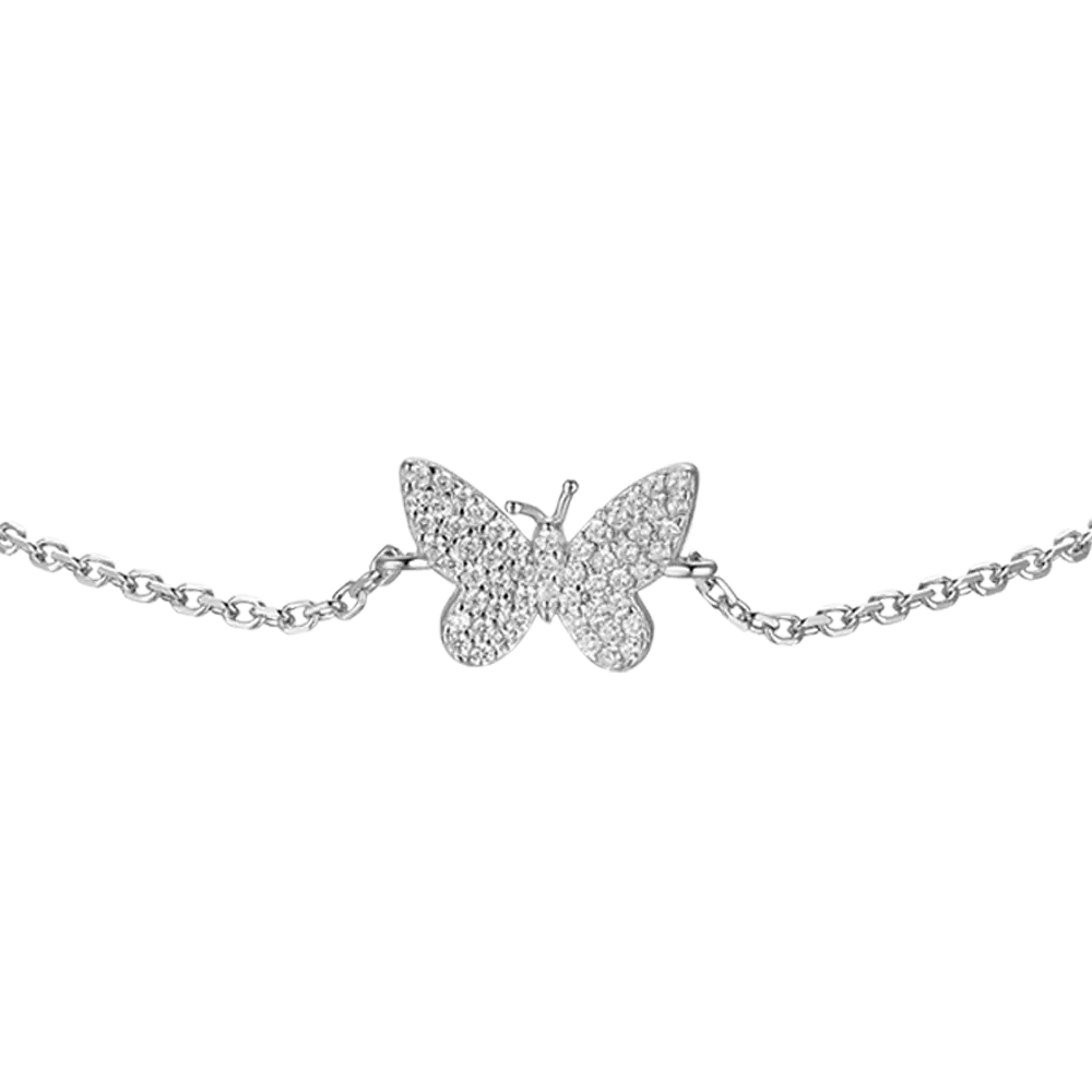 BRACCIALE DONNA IN ARGENTO CON FARFALLA CON ZIRCONI BIANCHI Melitea