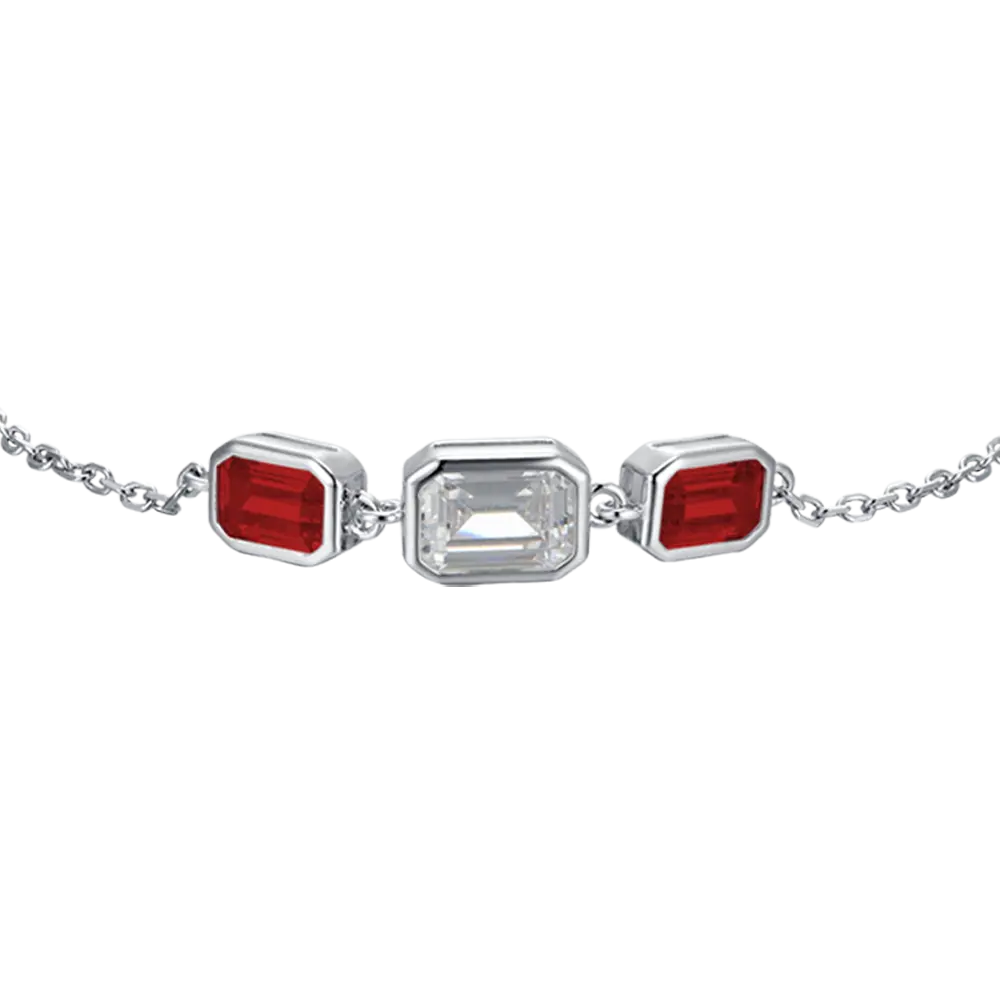 BRACCIALE DONNA IN ARGENTO CON ZIRCONI ROSSI E BIANCHI Melitea