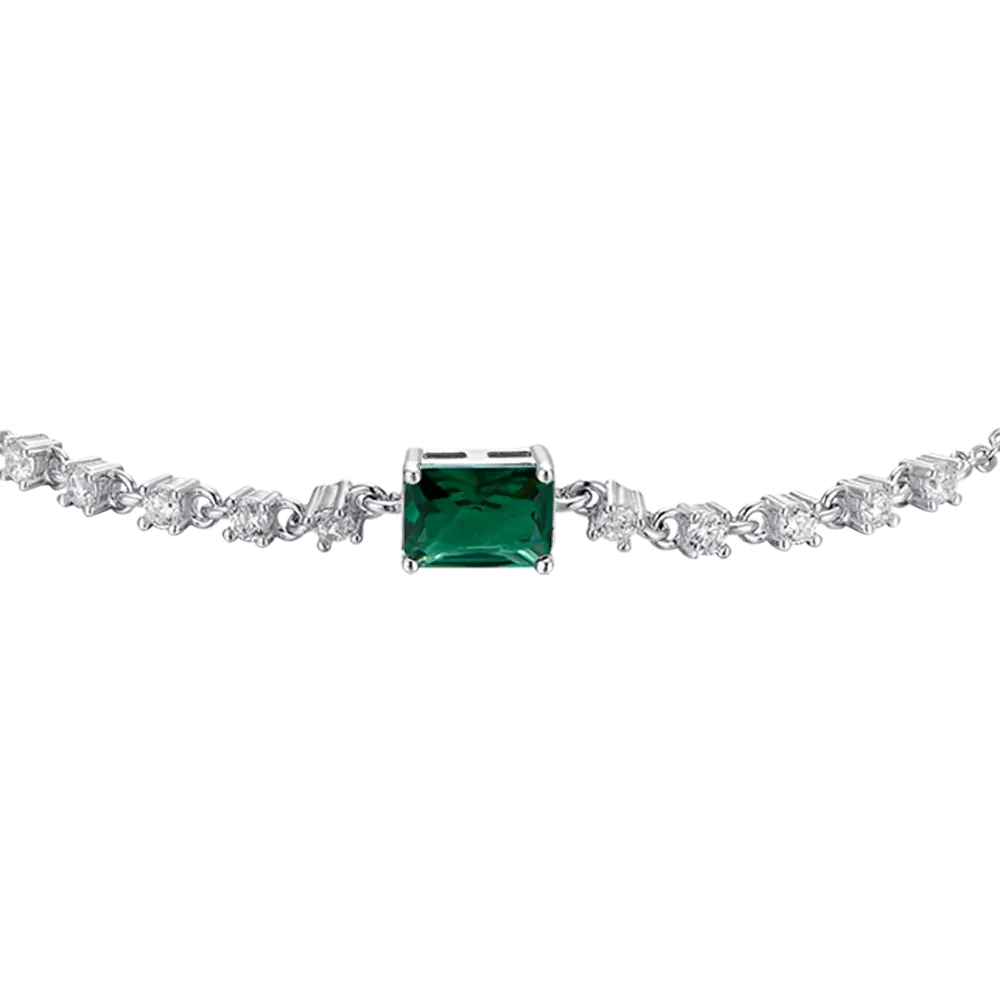 BRACCIALE DONNA IN ARGENTO CON ZIRCONI VERDI E BIANCHI Melitea