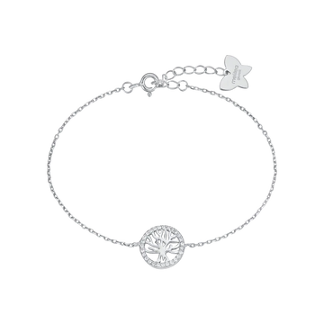 BRACCIALE IN ARGENTO CON ALBERO DELLA VITA CON CRISTALLI BIANCHI Melitea