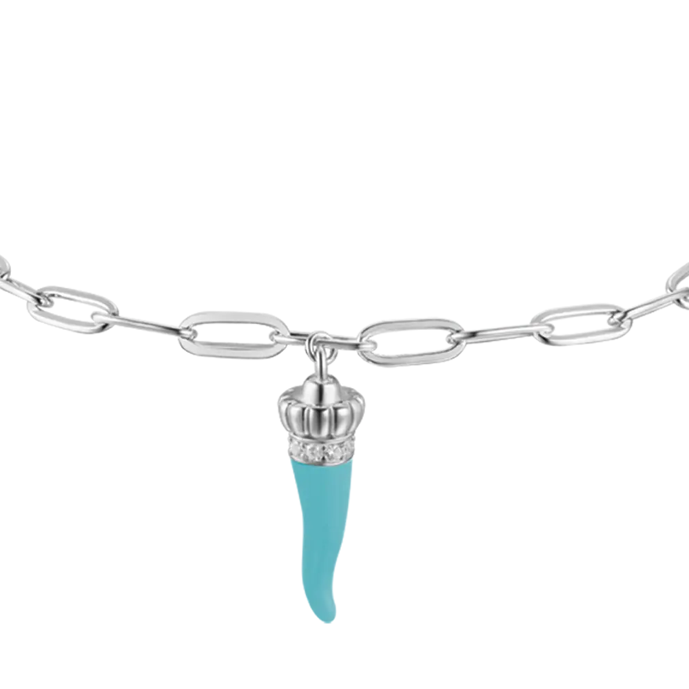 BRACCIALE IN ARGENTO CON CORNO AZZURRO Melitea