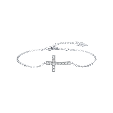 BRACCIALE IN ARGENTO CON CROCE CON CRISTALLI BIANCHI Melitea