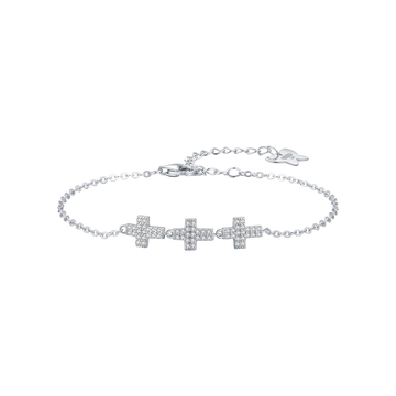 BRACCIALE IN ARGENTO CON CROCI CON CRISTALLI BIANCHI Melitea
