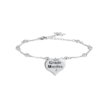 BRACCIALE IN ARGENTO CON CUORE GRAZIE MAESTRA Melitea