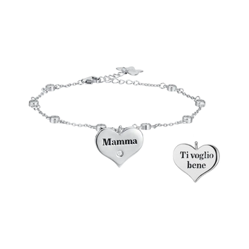 BRACCIALE IN ARGENTO CON CUORE MAMMA TI VOGLIO BENE Melitea