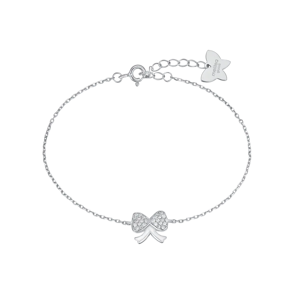 BRACCIALE IN ARGENTO CON FIOCCO CON CRISTALLI BIANCHI Melitea