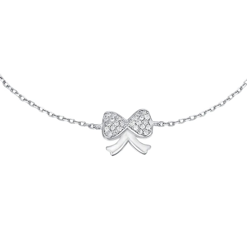 BRACCIALE IN ARGENTO CON FIOCCO CON CRISTALLI BIANCHI Melitea