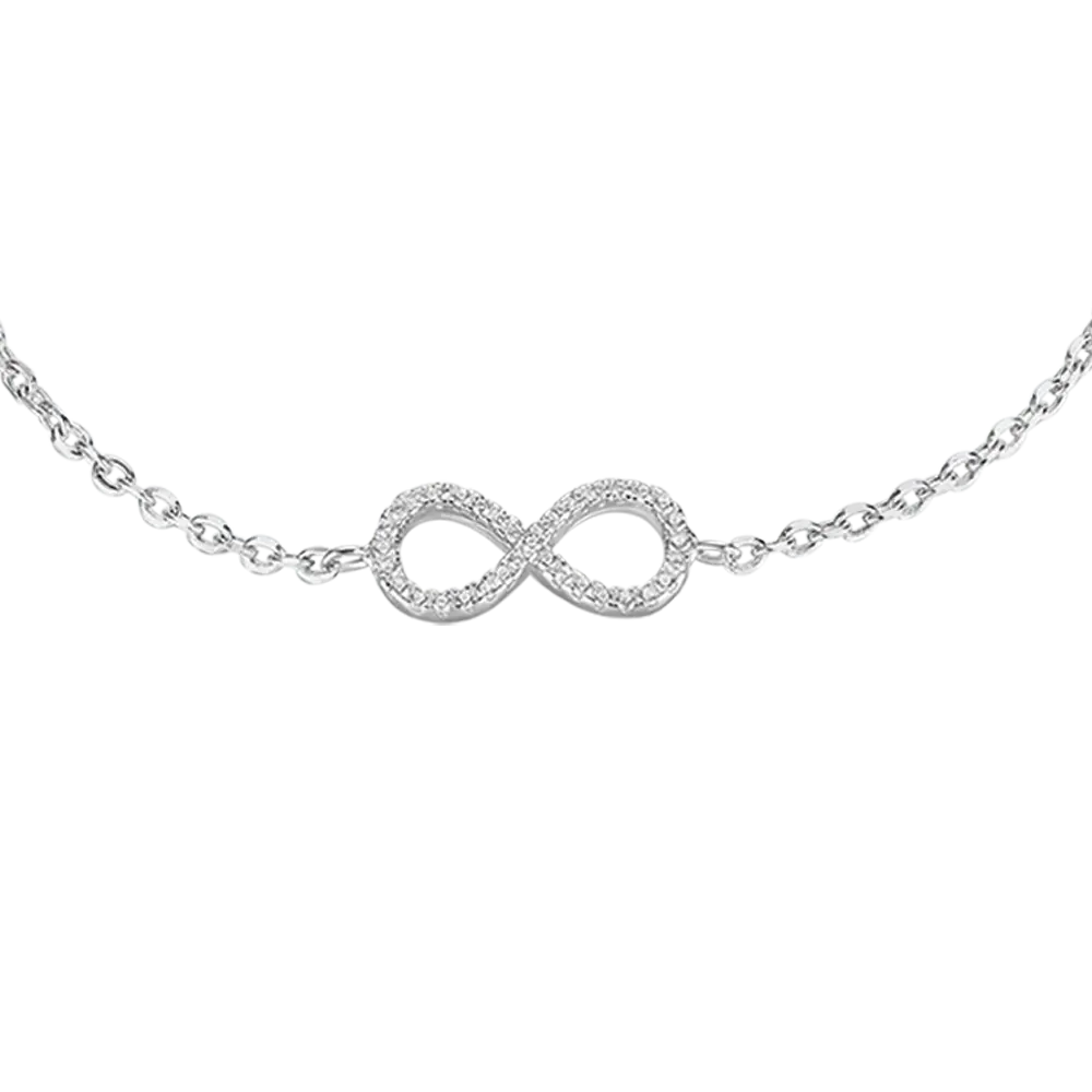 BRACCIALE IN ARGENTO CON INFINITO CON CRISTALLI BIANCHI Melitea