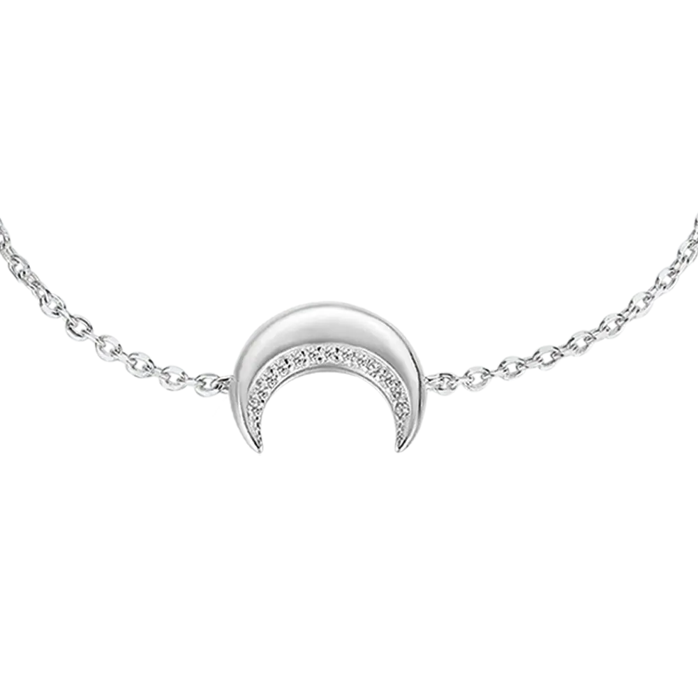 BRACCIALE IN ARGENTO CON LUNA CON CRISTALLI BIANCHI Melitea