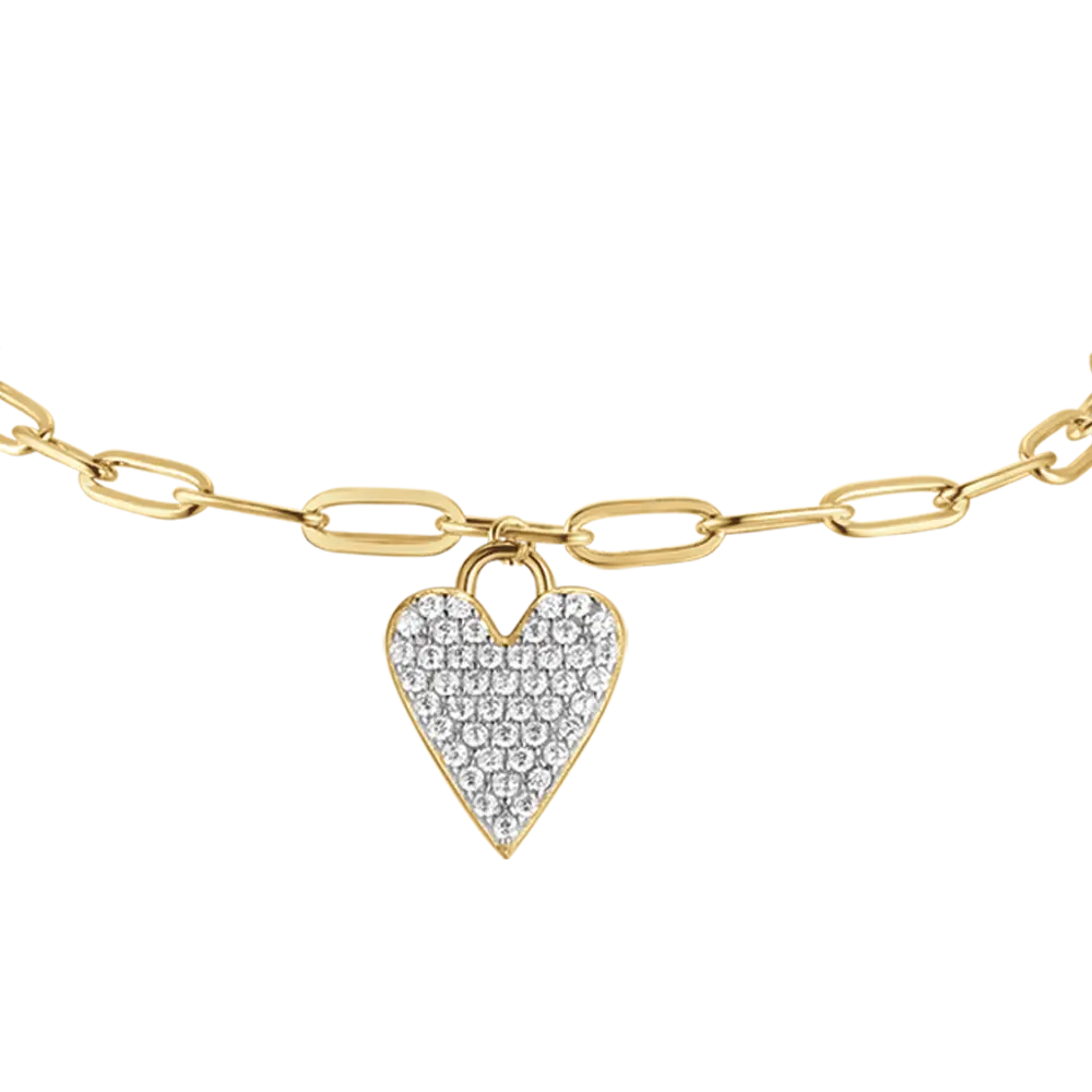 BRACCIALE IN ARGENTO IP GOLD CON CUORE CON CRISTALLI BIANCHI Melitea