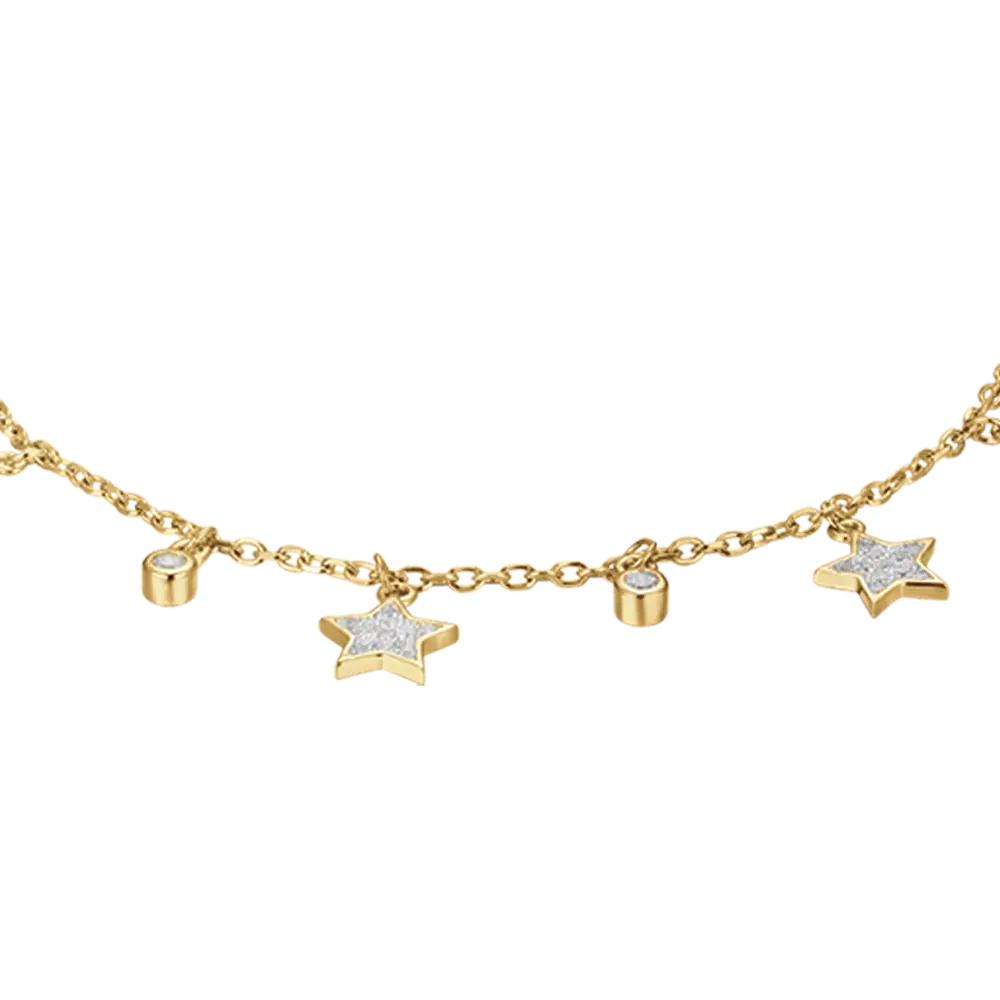 BRACCIALE IN ARGENTO IP GOLD CON STELLE CON CRISTALLI BIANCHI Melitea