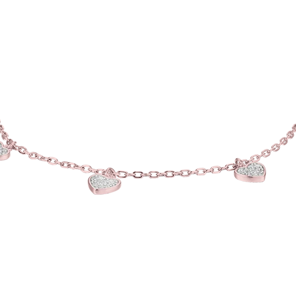 BRACCIALE IN ARGENTO IP ROSE CON CUORI CON CRISTALLI BIANCHI Melitea