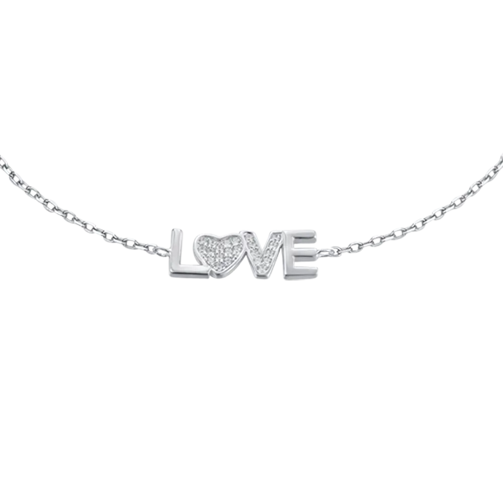 BRACCIALE IN ARGENTO LOVE CON CRISTALLI BIANCHI Melitea
