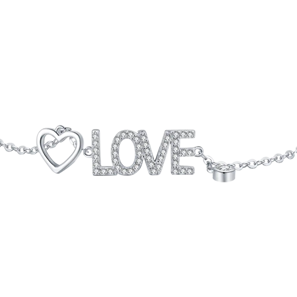 BRACCIALE IN ARGENTO LOVE CON CRISTALLI BIANCHI Melitea