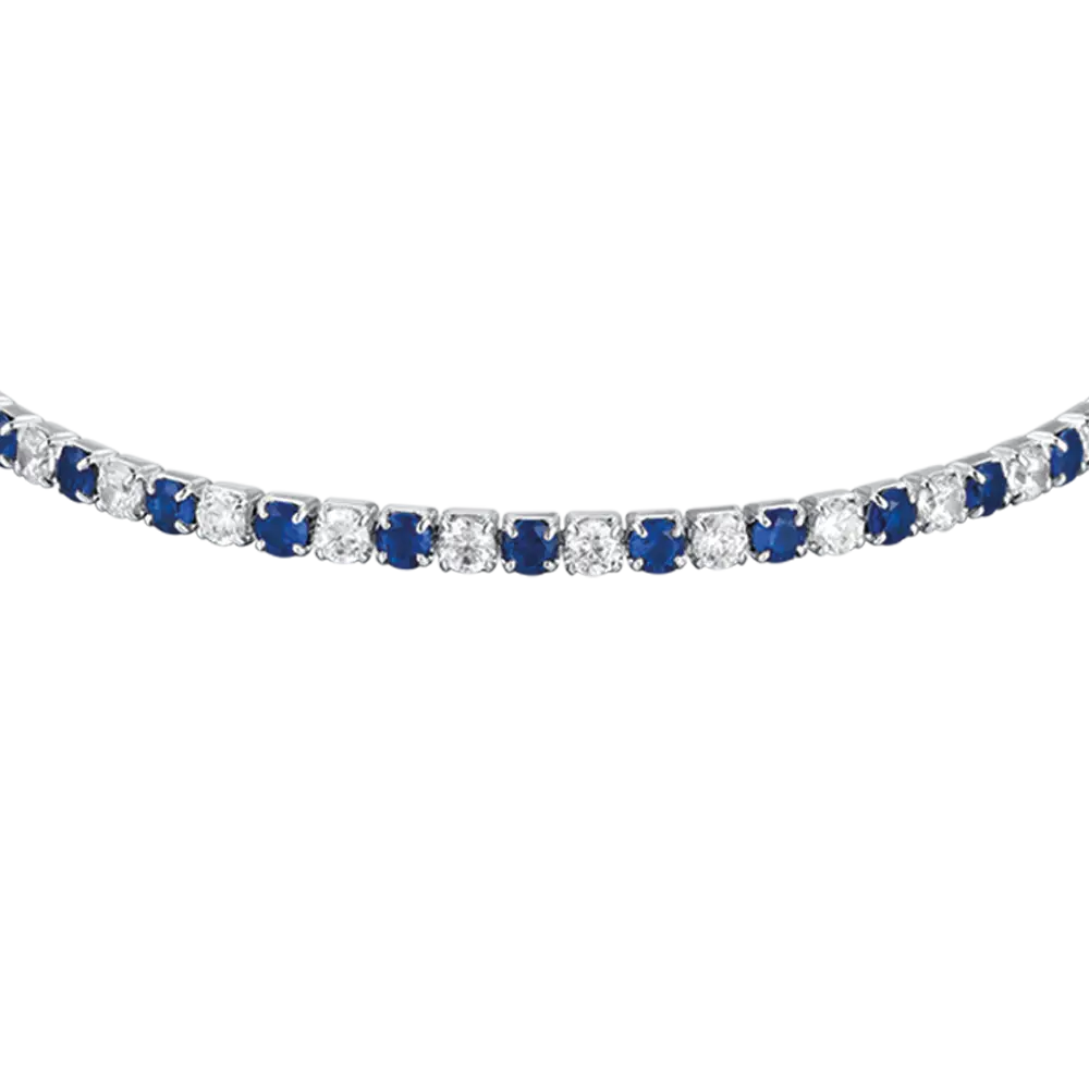 BRACCIALE TENNIS IN ARGENTO CON ZIRCONI BIANCHI E BLU Melitea