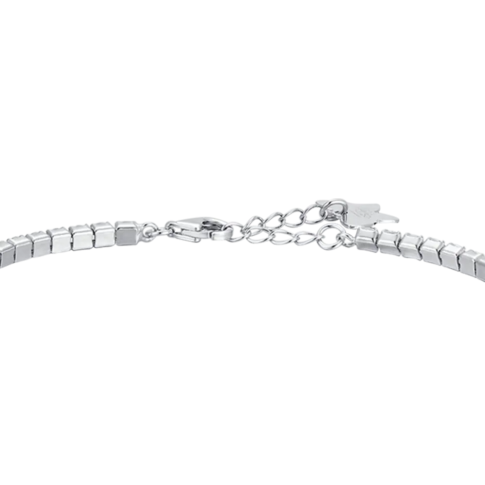 BRACCIALE TENNIS IN ARGENTO CON ZIRCONI BIANCHI E CUORE ROSA Melitea