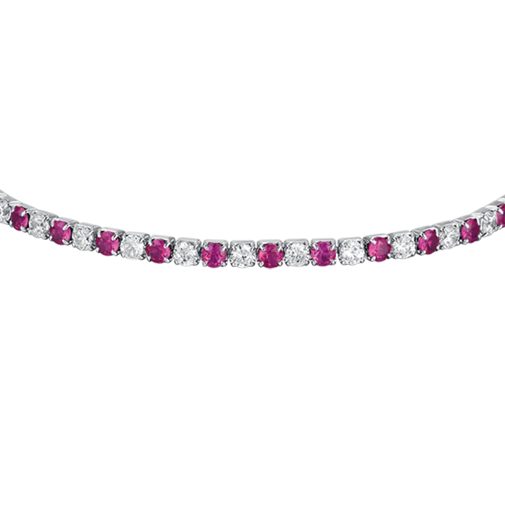 BRACCIALE TENNIS IN ARGENTO CON ZIRCONI BIANCHI E FUCSIA Melitea