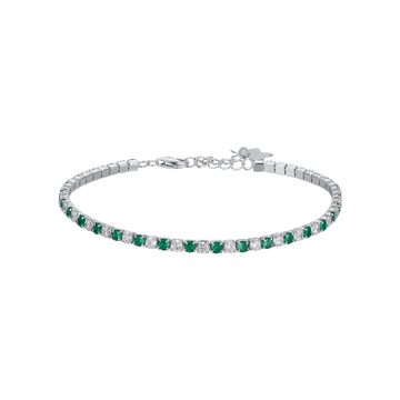 BRACCIALE TENNIS IN ARGENTO CON ZIRCONI BIANCHI E VERDI Melitea
