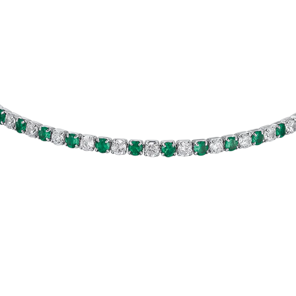 BRACCIALE TENNIS IN ARGENTO CON ZIRCONI BIANCHI E VERDI Melitea