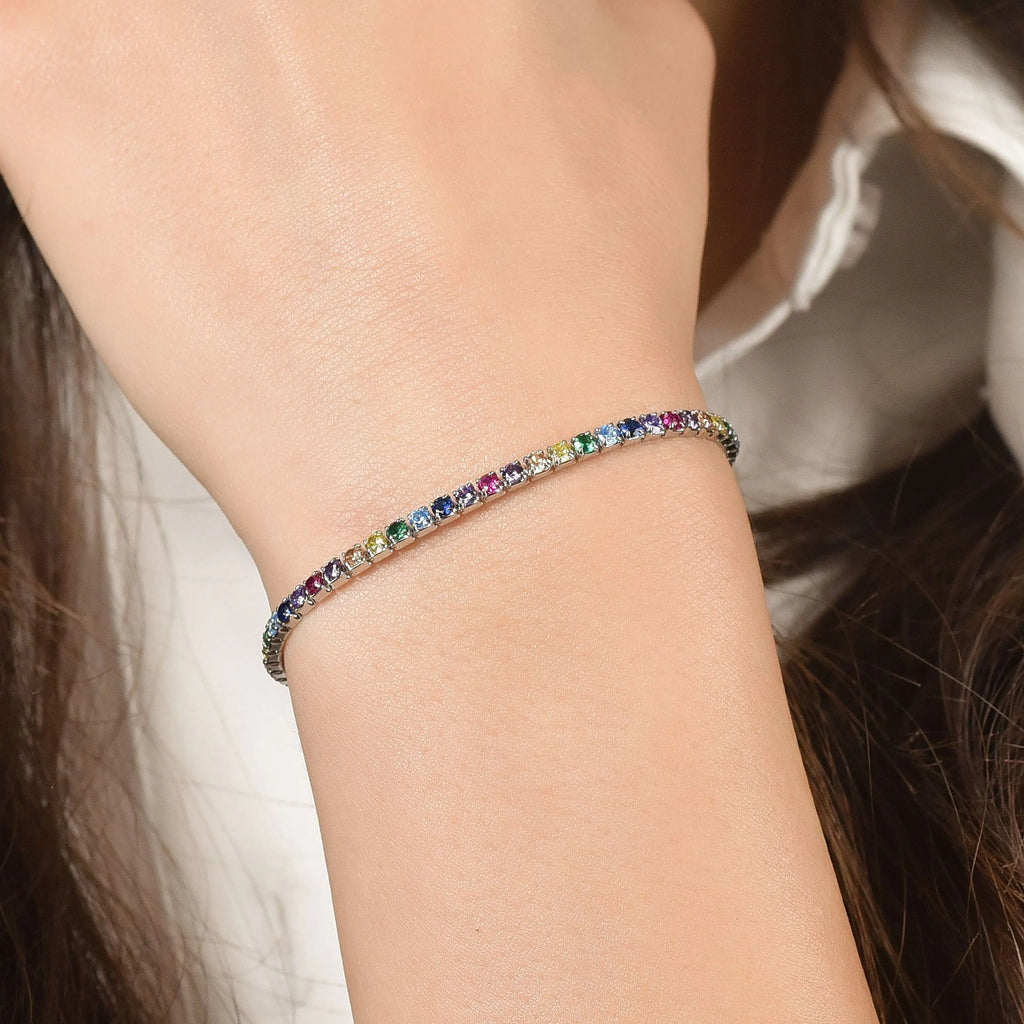 BRACCIALE TENNIS IN ARGENTO CON ZIRCONI MULTICOLOR Melitea