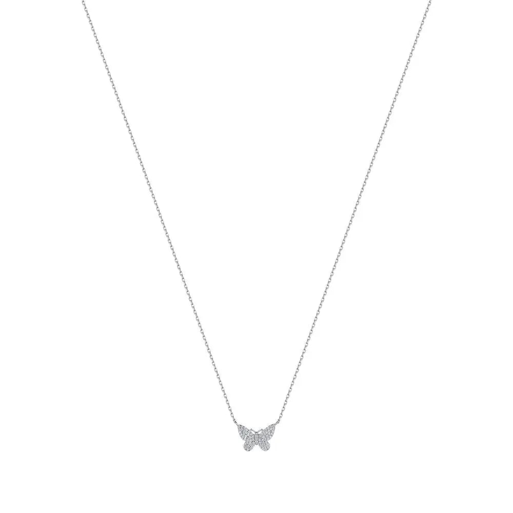 COLLANA DONNA IN ARGENTO CON FARFALLA CON ZIRCONI BIANCHI Melitea