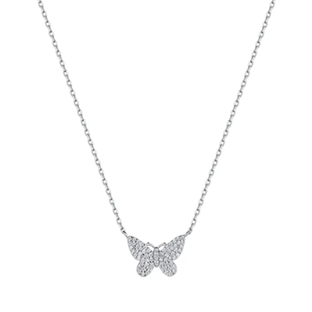 COLLANA DONNA IN ARGENTO CON FARFALLA CON ZIRCONI BIANCHI Melitea