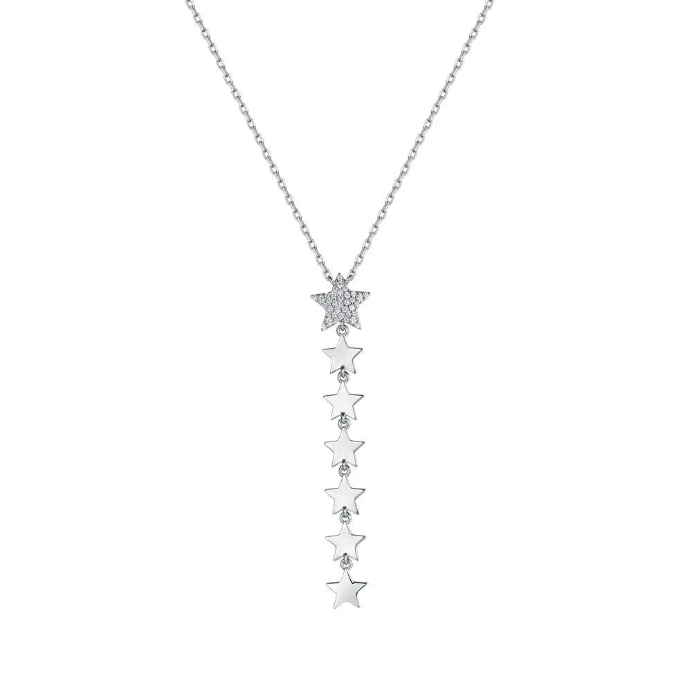 COLLANA DONNA IN ARGENTO CON STELLE. STELLA CENTRALE CON ZIRCONI BIANCHI Melitea