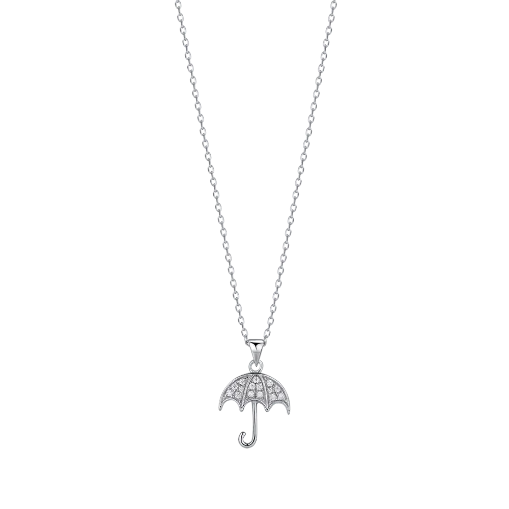 COLLANA IN ARGENTO CON CIONDOLO AD OMBRELLO DI NEVE CON ZIRCONI BIANCHI Melitea