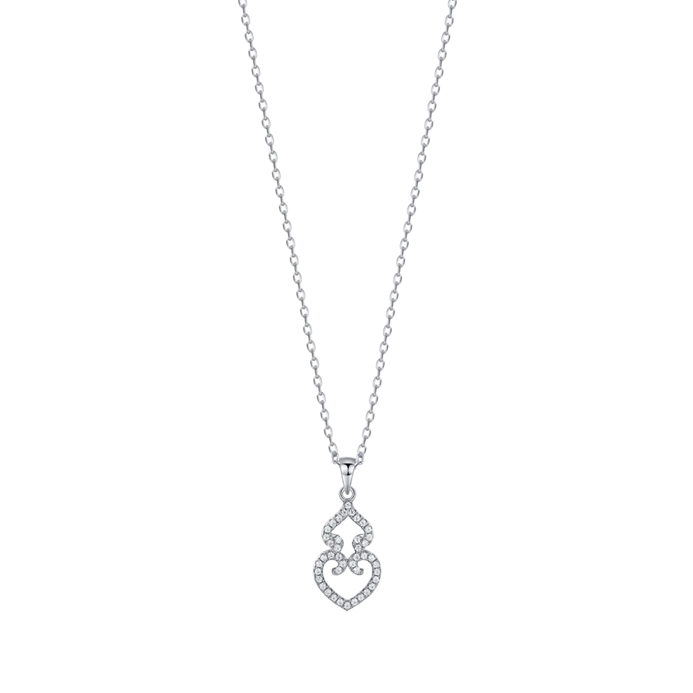 COLLANA IN ARGENTO CON CIONDOLO DOPPIO CUORE Melitea