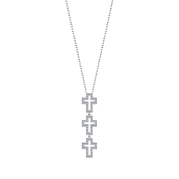 COLLANA IN ARGENTO CON CROCI CON CRISTALLI BIANCHI Melitea