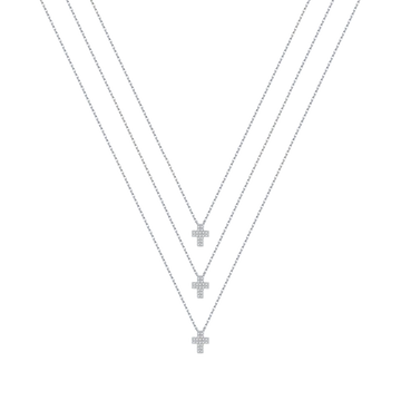 COLLANA IN ARGENTO CON CROCI CON CRISTALLI BIANCHI Melitea