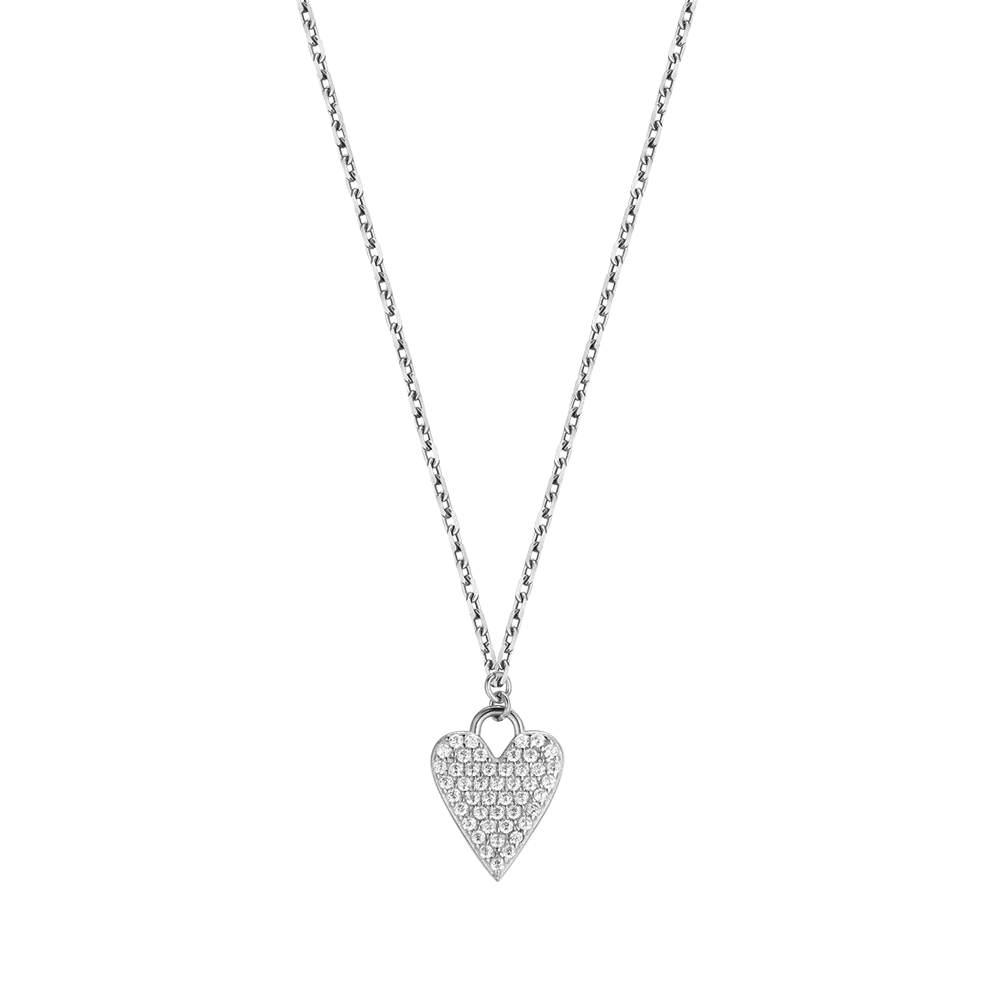 COLLANA IN ARGENTO CON CUORE CON CRISTALLI  BIANCHI Melitea