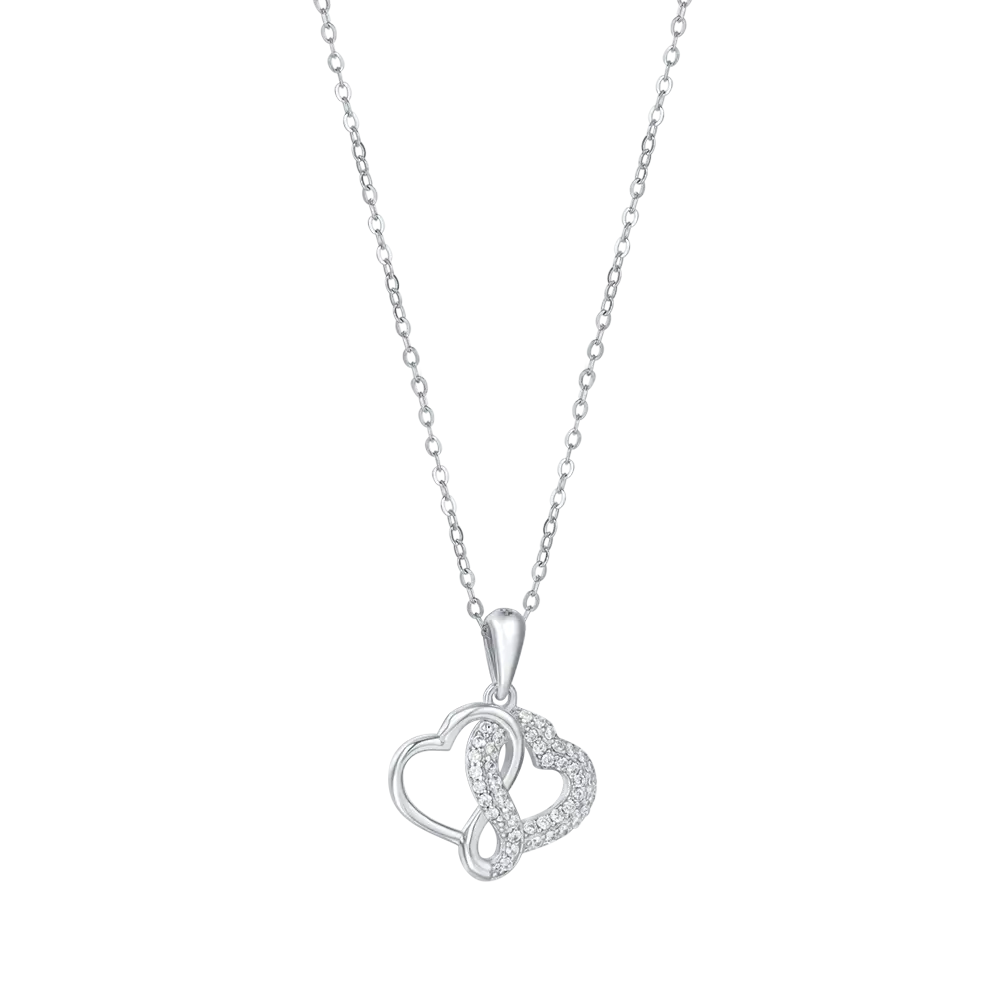 COLLANA IN ARGENTO CON CUORI CON CRISTALLI BIANCHI Melitea