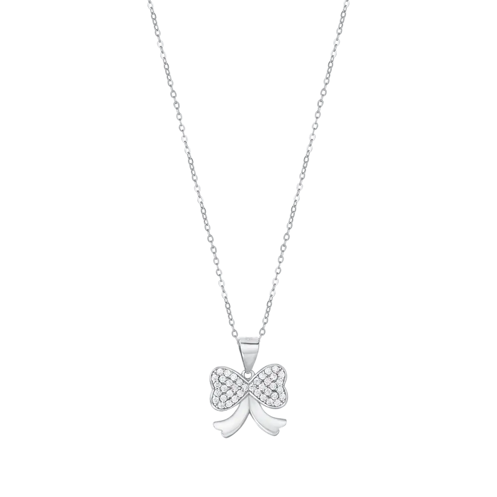 COLLANA IN ARGENTO CON FIOCCO CON CRISTALLI BIANCHI Melitea