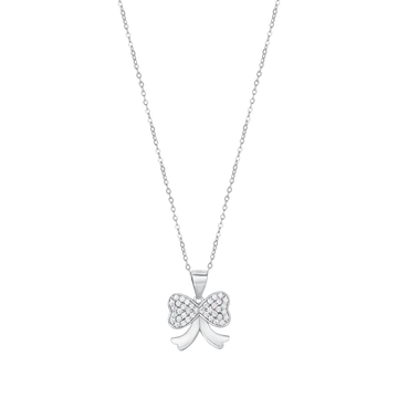 COLLANA IN ARGENTO CON FIOCCO CON CRISTALLI BIANCHI Melitea