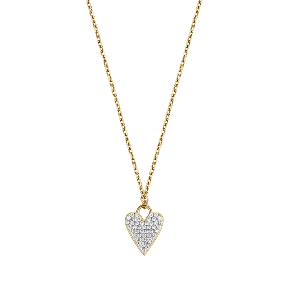 COLLANA IN ARGENTO IP GOLD CON CUORE CON CRISTALLI BIANCHI Melitea