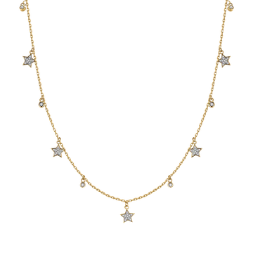 COLLANA IN ARGENTO IP GOLD CON STELLE CON CRISTALLI BIANCHI Melitea