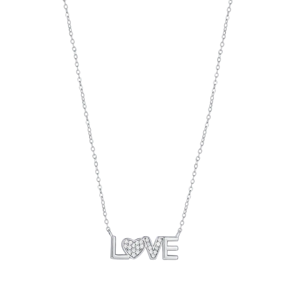 COLLANA IN ARGENTO LOVE CON CRISTALLI BIANCHI Melitea