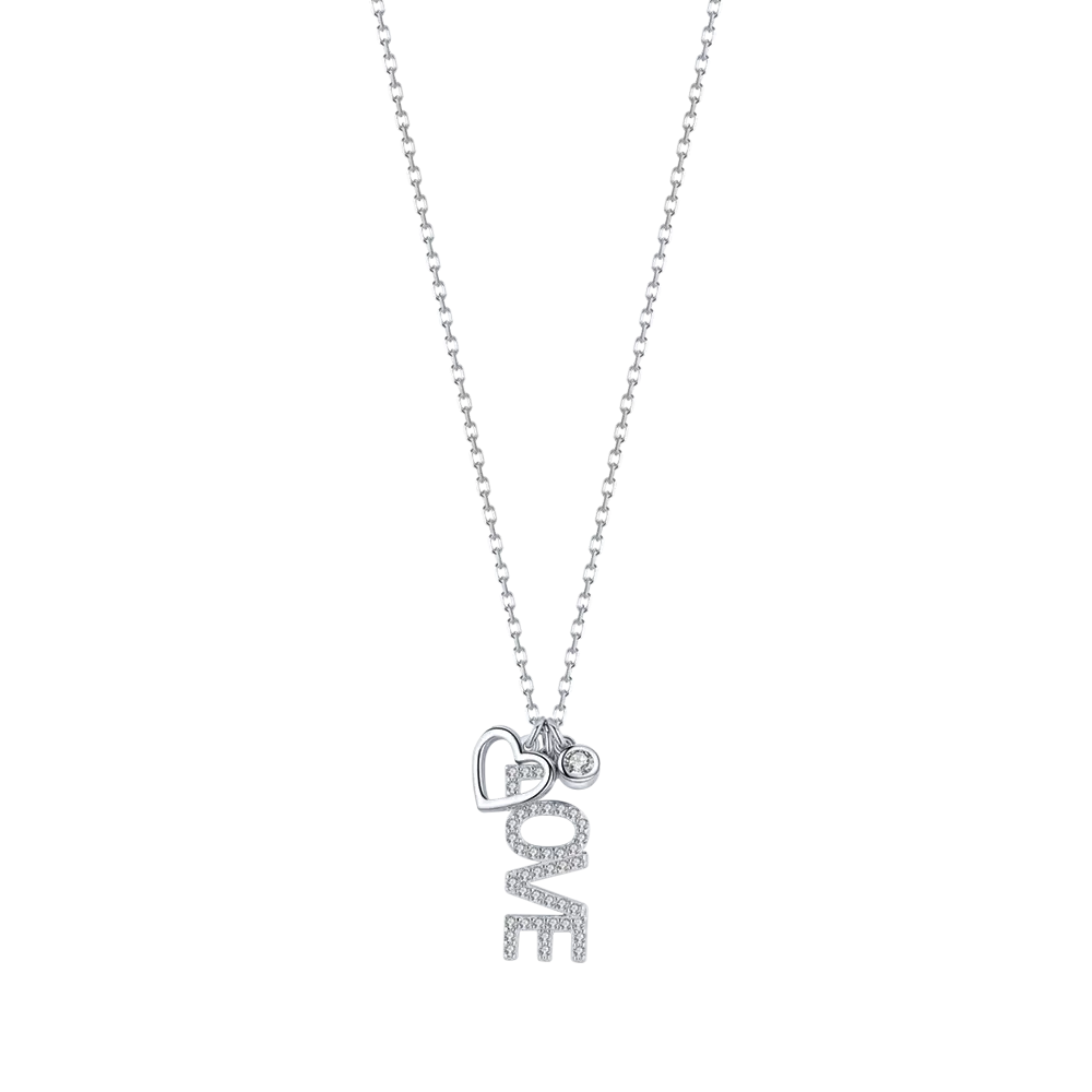 COLLANA IN ARGENTO LOVE CON CRISTALLI BIANCHI Melitea