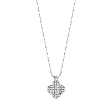 Collana in argento con fiore punto luce e zirconi Melitea