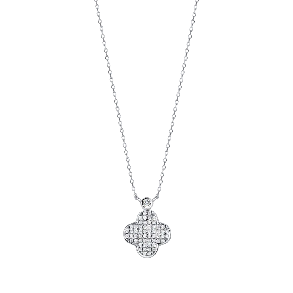 Collana in argento con fiore punto luce e zirconi Melitea