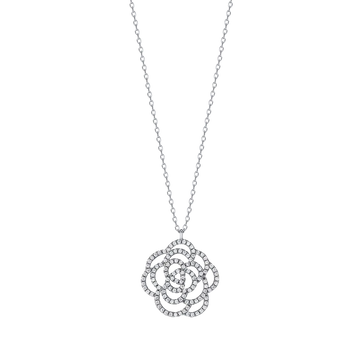 Collana in argento con rosa e  zirconi Melitea