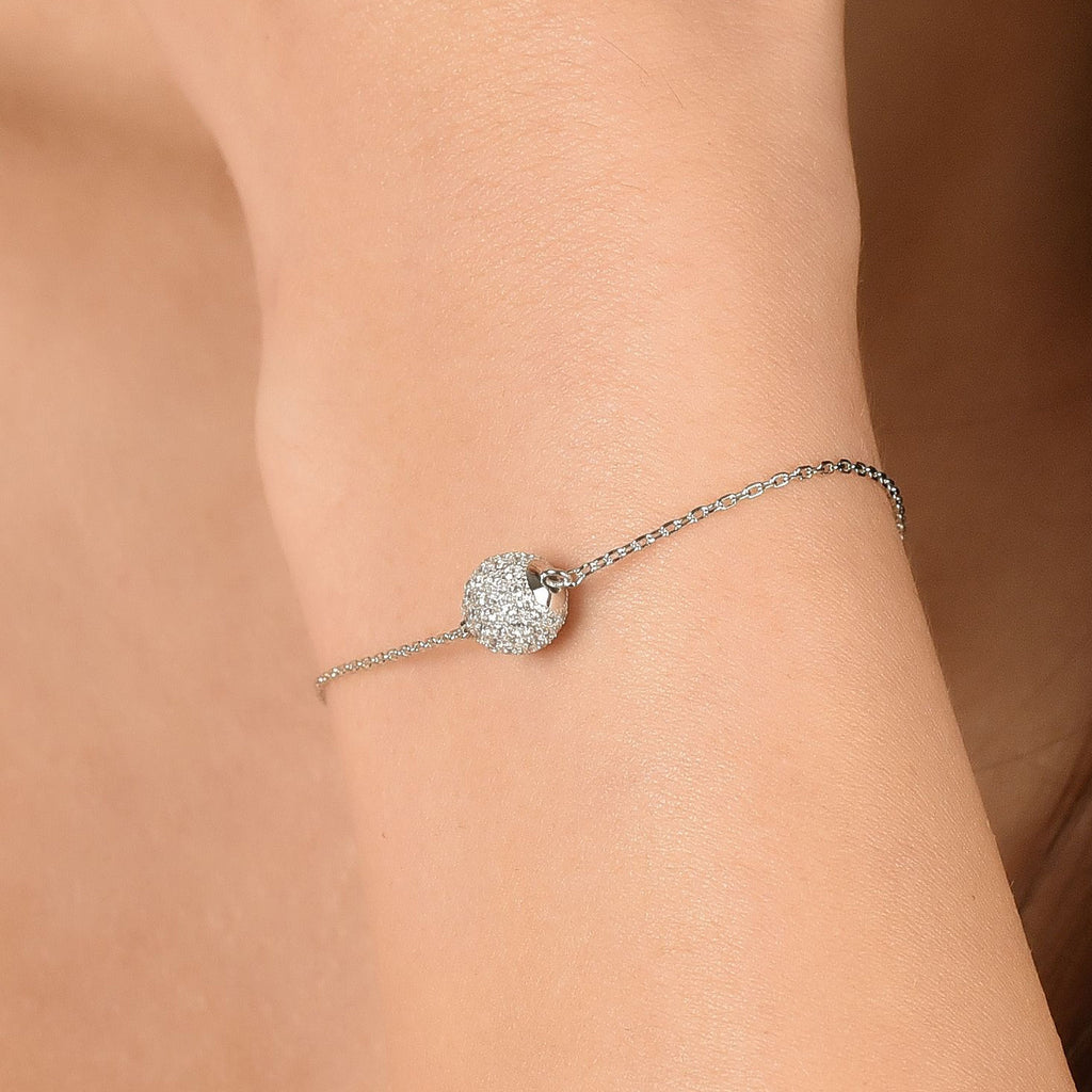 Bracciale in argento con zirconi e sfera Melitea