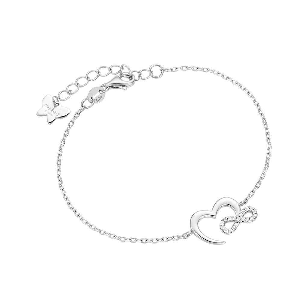 BRACCIALE IN ARGENTO CON CUORE E INFINITO Melitea