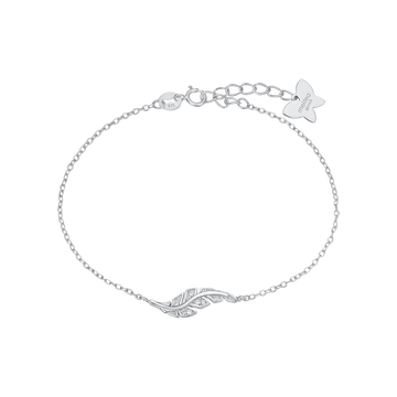 BRACCIALE IN ARGENTO CON PIUMA CON CRISTALLI BIANCHI Melitea