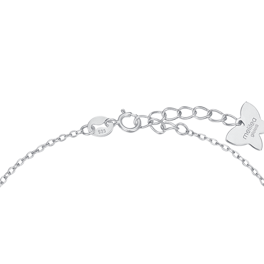BRACCIALE IN ARGENTO CON PIUMA CON CRISTALLI BIANCHI Melitea