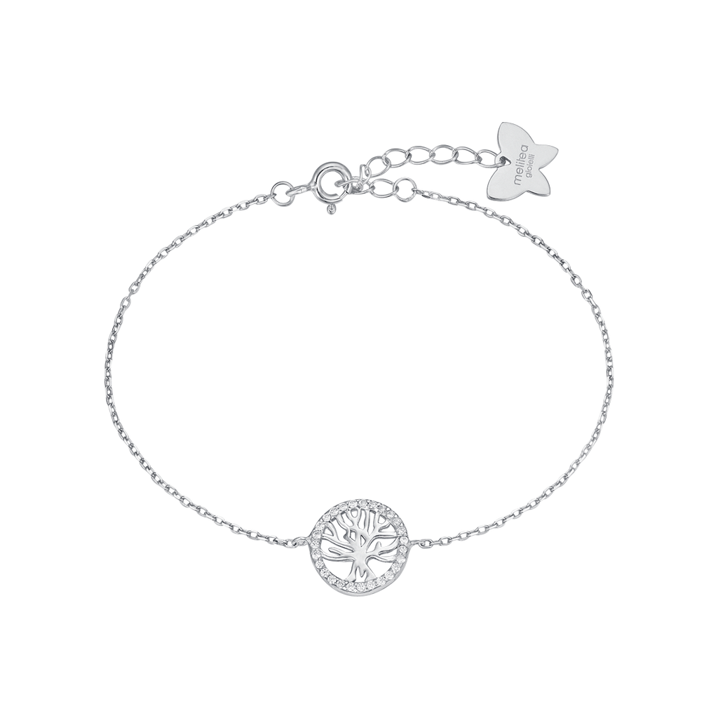 BRACCIALE IN ARGENTO CON ALBERO DELLA VITA CON CRISTALLI BIANCHI Melitea