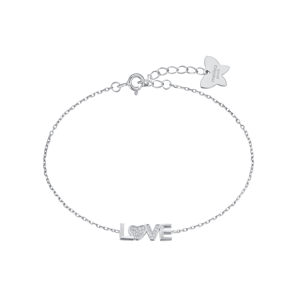 BRACCIALE IN ARGENTO LOVE CON CRISTALLI BIANCHI Melitea