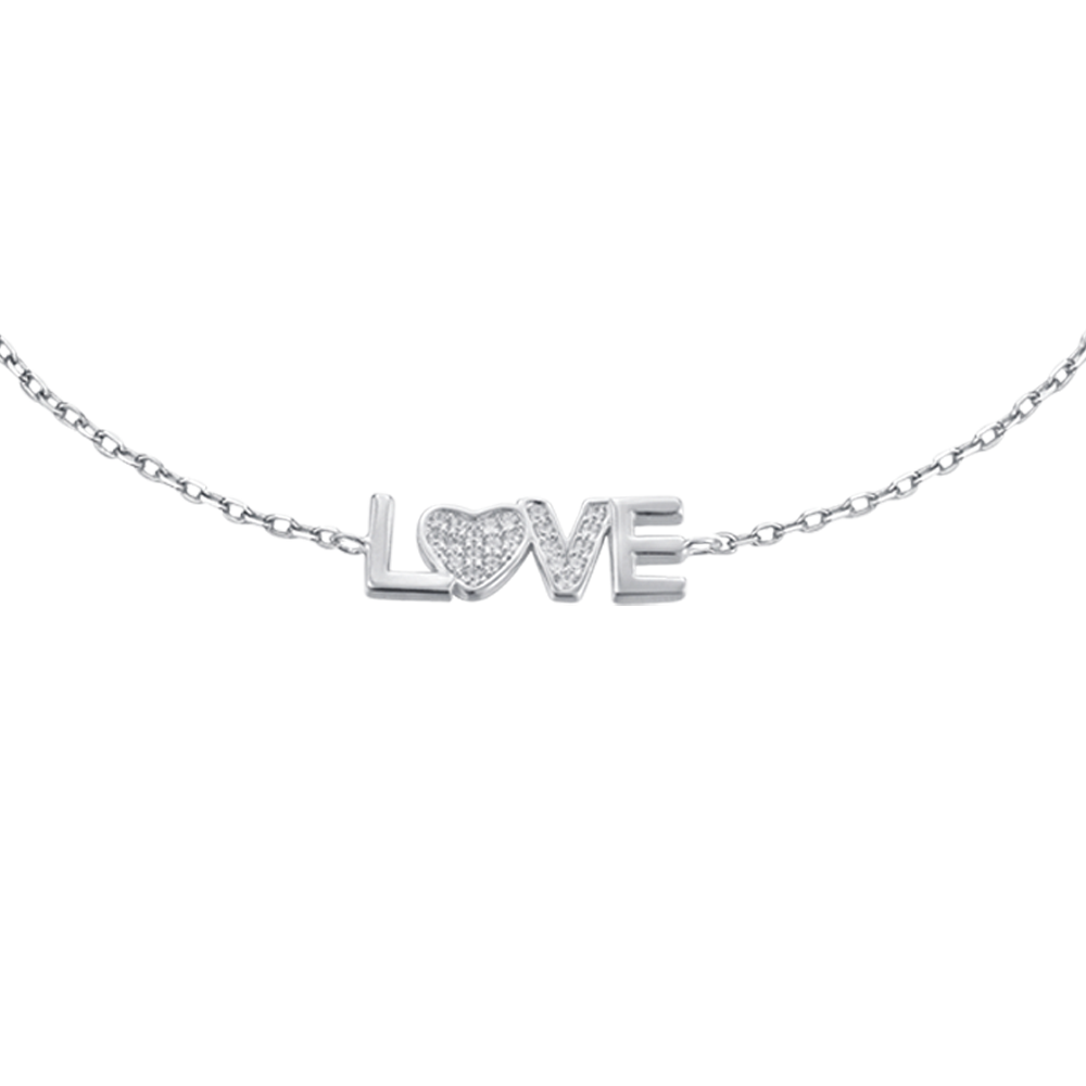 BRACCIALE IN ARGENTO LOVE CON CRISTALLI BIANCHI Melitea